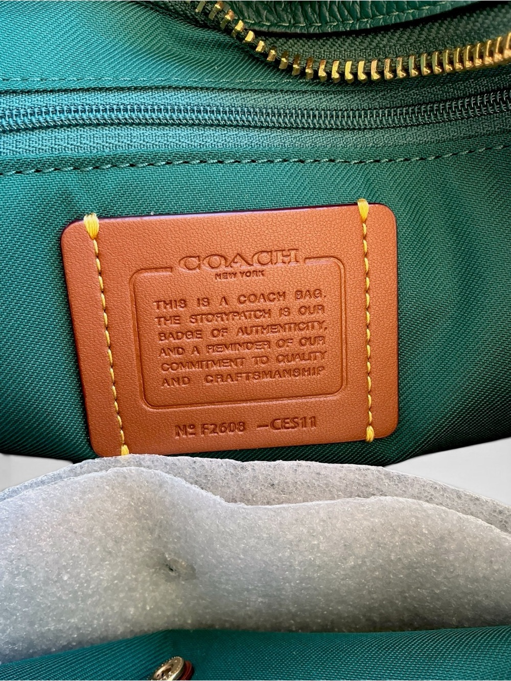 Coach Rowan Large Satchel Emerald Green Pebble Leather Gold Hardware NWT - Picture 10 of 12